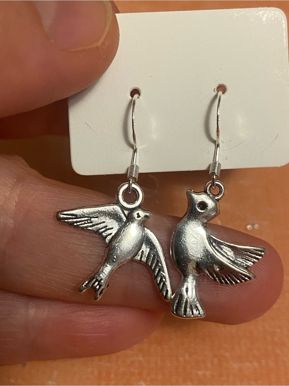 Silver Bird Dangle Earrings - Elegant Silver Bird Charm Earrings